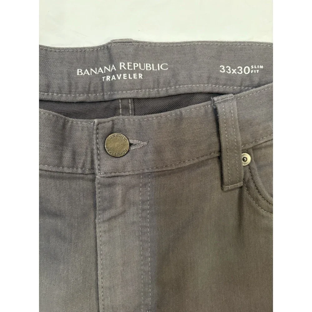 Banana Republic Jeans Men's 33x30 Grey Traveler Slim Fit 5-Pocket